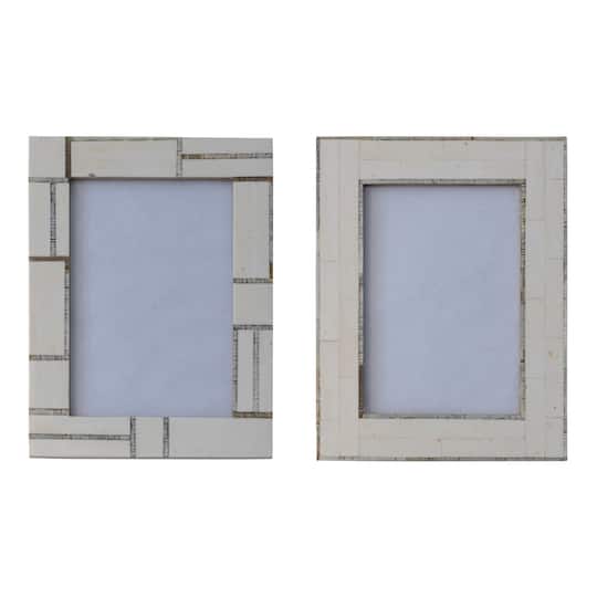 2 Pack Ivory Horn Inlay Photo Frame